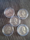 Lot of 5 Washington 90 Quarters 90% silver VF 1956 to 1960 set very fine