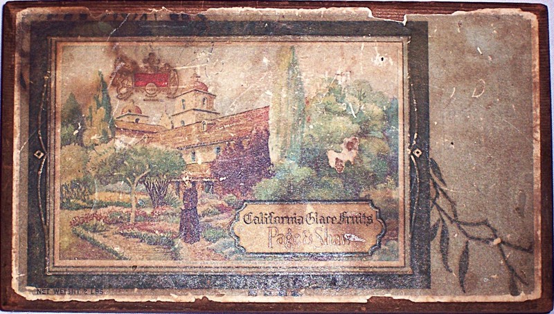 Page & Shaw California Glace Fruits Wood Picture Box 10⅛” x 5¾” x 1⅞” Antique