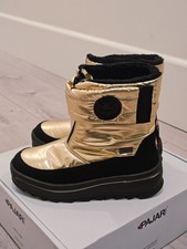 NEW PAJAR SIZE 1.5 LITTLE BIG KID WATERPROOF TARINA WINTER BOOTS BLACK/GOLD