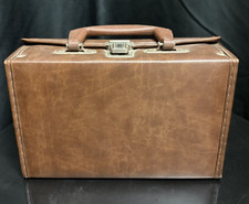 Brown Leather Portable Cassette Audio Tape Holder Carry Case Storage