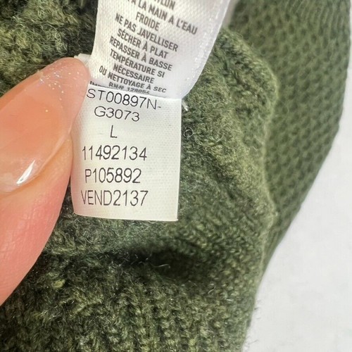 Bonobos Wool Sweater Men's Large Green Crew Neck Cable Knit Wool Blend - Picture 7 of 11
