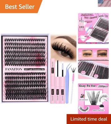 DIY Individual Eyelash Extension Kit, Thick Volume Lash Clusters 40D+50D D Cu...