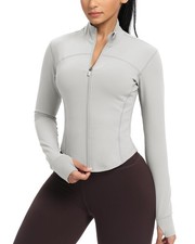 Womens Zip Up Workout Jackets Lightweight Slim Fit Running Athletic Jackets