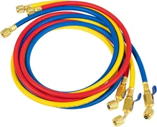 Yellow Jacket Plus II 29986 – 72" Ball Valve Hoses, 1/4", Set of 3