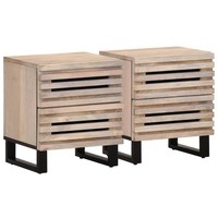 Nachttische2Er Set 40X33X46 Cm Gebleichtes Massivholz Mango