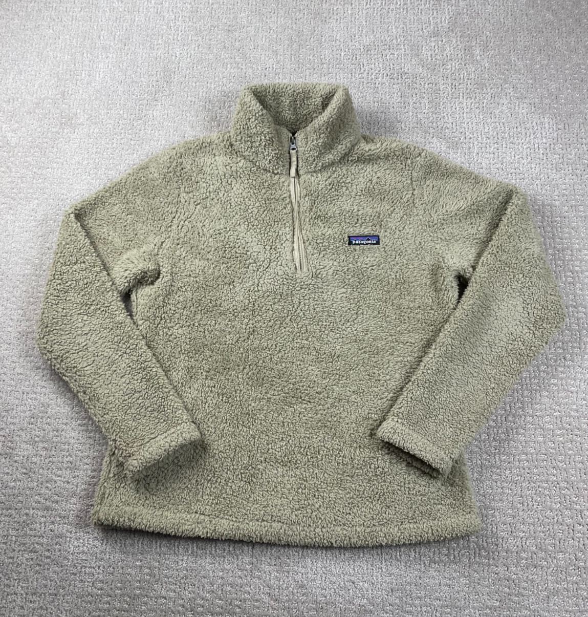 Patagonia Los Gatos Jacket Womens M Beige 1/4 Zip Fleece Pullover Outdoors Gorp