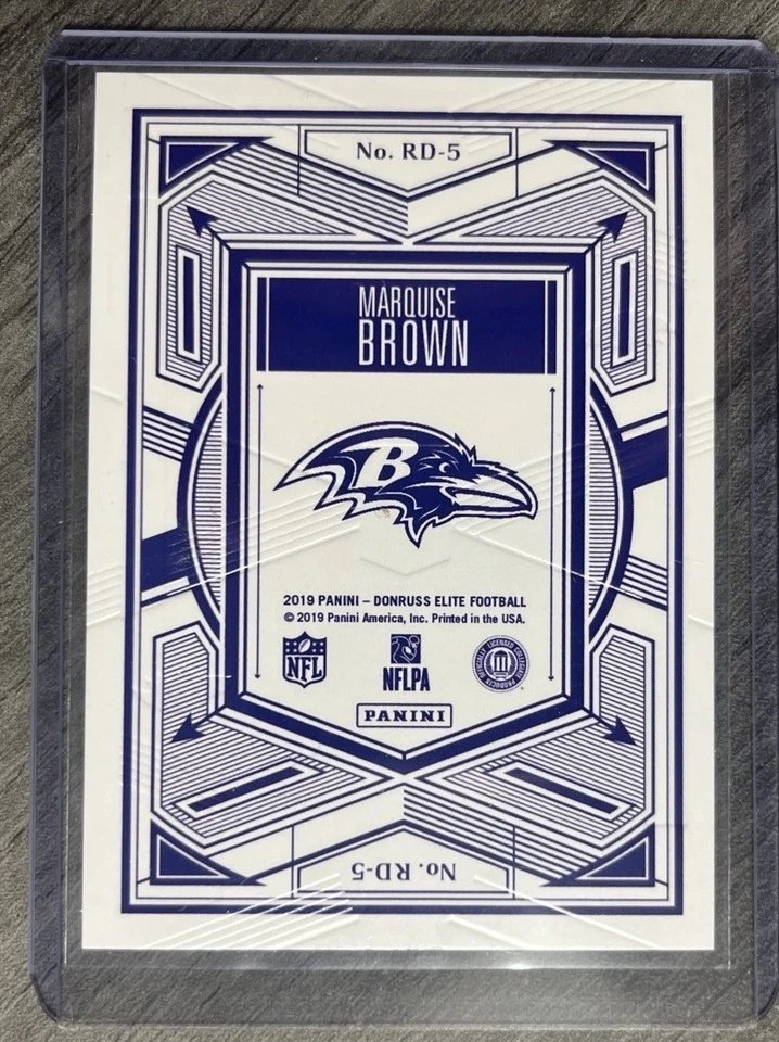 2019 Donruss Elite Rookie On Deck /10 Marquise Brown #RD-GOLD FOTL SSP MINT  - Image 4 of 4