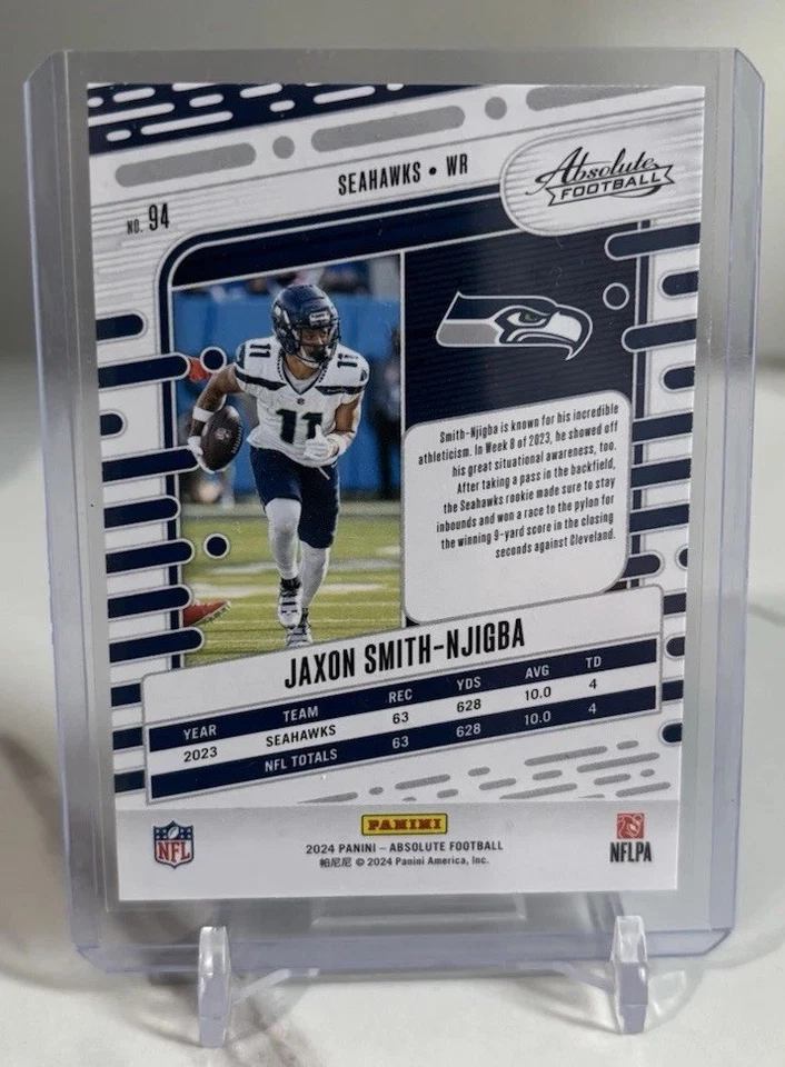 2024 Panini Absolute Jaxon Smith-Njigba #94 Green Foil Seattle Seahawks WR Card - Image 2 of 2