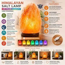 Himalaya Salt Lamp LED Color Changing USB Powered Night Light Natural Rock Lamp