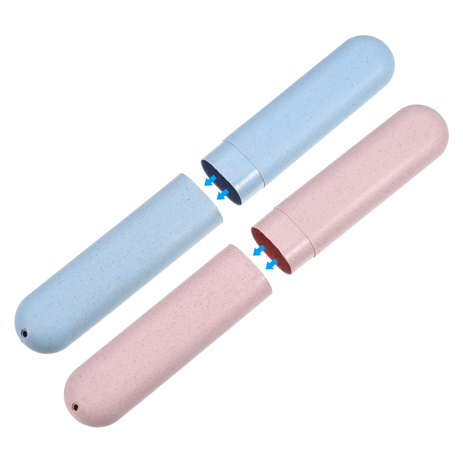 2Pcs Traveling Toothbrush Box Holders Case PP Blue Pink 8.07''x1.22''x0.83''