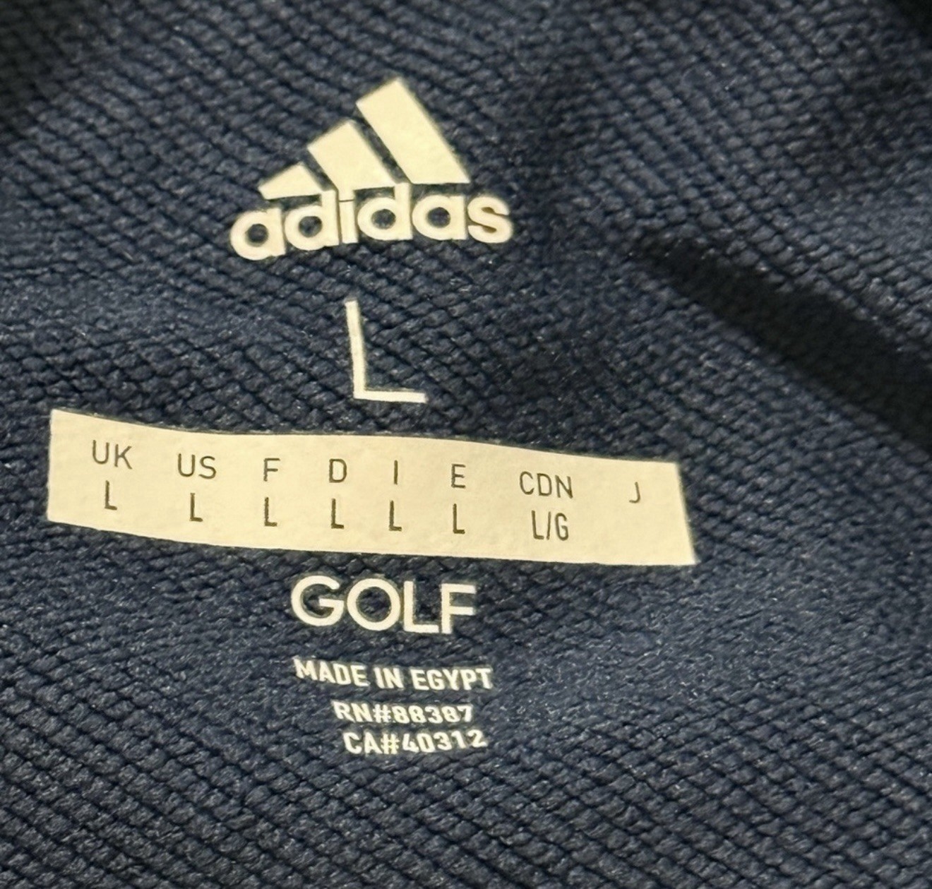 NEW Adidas Golf Mens Large French Terry Full Zip Jacket Navy Blue 3 Stripe NWT thumbnail 4