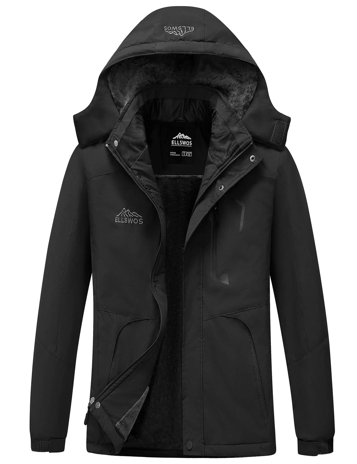 ELLSWOS Mens Waterproof Ski Jacket Winter Snow Coat Warm Hooded Raincoat Wind...