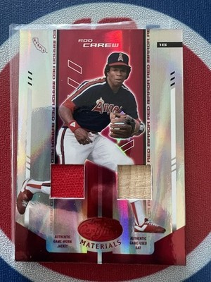 2004 Leaf Certified Materials Rod Carew #229 Red Mirror Combo Relics /250 (MEM)