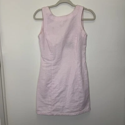 Vestido recto Lauren James rosa/blanco a rayas Seersucker XS - Imagen 1 de 4