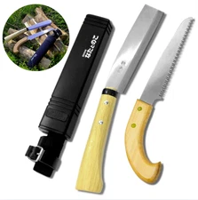 Japanese NATA Tool Knife 6.5 and Pruning Saw Set, Made in Japan, Bushcraft H...