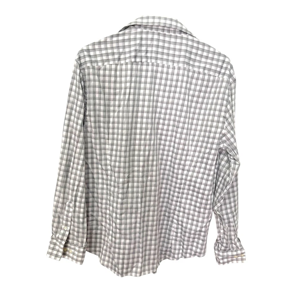 William Rast Hombre Grande 16-16 1/2 32/33 Calce Ajustado Blanco Gris Rayas Manga Larga Foto 2 de 4