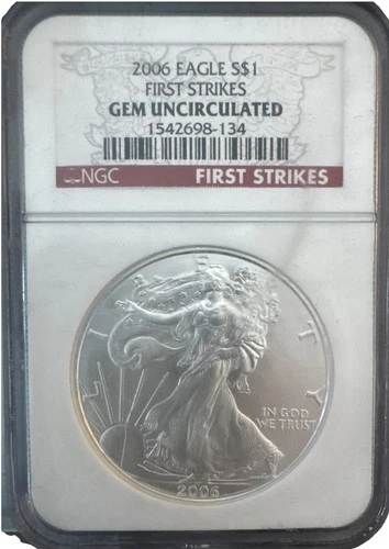 2006 American Silver Eagle $1 First Strikes NGC Gem Uncirculated