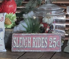 Handmade Christmas Wood Sign with Hand-Applied Printed Artwork  13 x 5