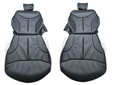 Fits Mercedes W140 S-Class 1991-1999 BLACK Leather FRONT AND REAR COVERS