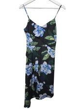 Banana Republic Womens XS Black Blue Floral Midi Dress Boho Resort Casual