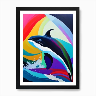 Orca Wal Pinselstrich Gemälde Kunst gerahmt Wandbild Poster Leinwanddruck Bild