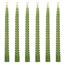 6 Pack 10 Inch Olive-Green Spiral Taper Candles for Christmas and Spring Home...
