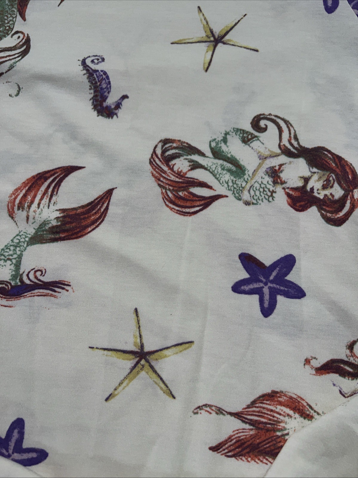 Lularoe Liv Shirt Ivory Green Mermaid Shells 🐚 Nautical Fish 3XL 24/26/28 3X image 10