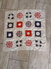 This item is a vintage square scarf or handkerchief featuring a classic nautical