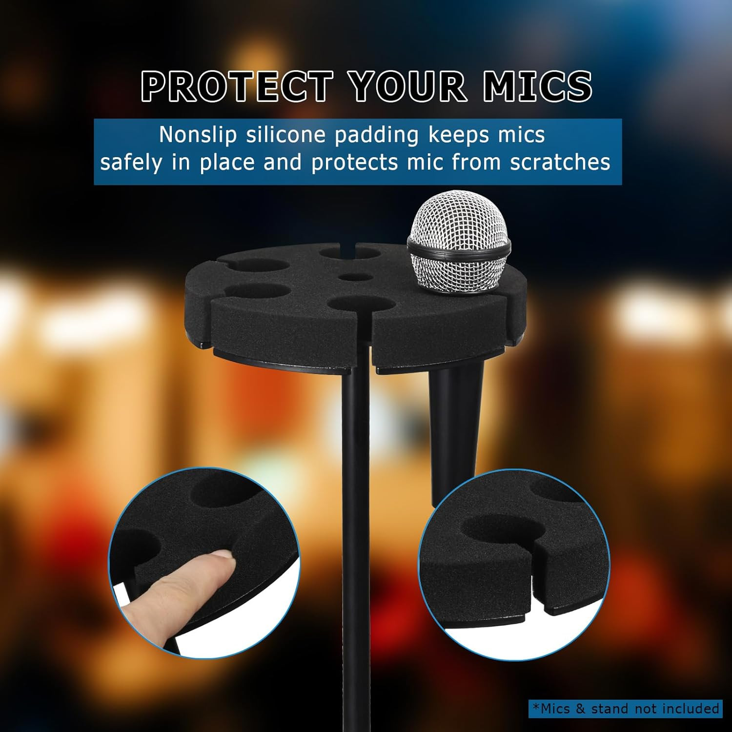Multi Microphone Holder Hold up to 6 Microphones Wired Wireless Mic Holder Stand