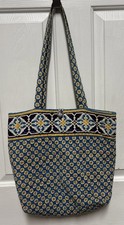 Vera Bradley Retired Riviera Blue & Yellow Bucket Tote Vera Bradley USA Made EUC