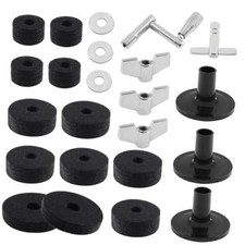 Biaungdo 23 Pcs Cymbal Replacement Felt Accessories Kit For Drum 24 Pieces Black