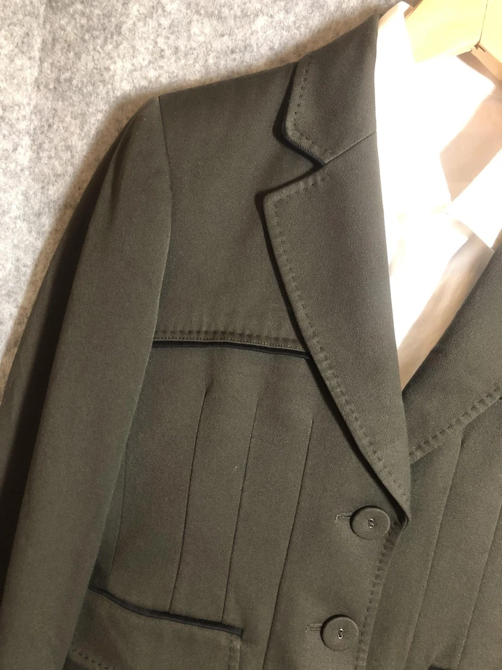 Traje Anne Klein Mujer 4P Verde Oliva 2 Piezas Blazer Pantalones Pequeña Carrera Oficina Foto 3 de 4