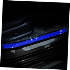 Car Door Sill Protector with Bling Rhinestones 2PCS Edge 1.96"x 23.62" Blue
