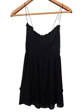 Reformation EUC Black Marin Strappy Mini Ruffle Hem & Sweetheart Neckline Sz 4