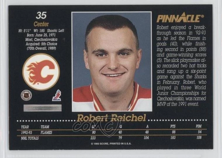 1993-94 Pinnacle Robert Reichel #35 - Image 2 of 2