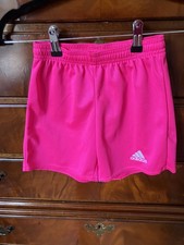Adidas Girls electric pink elastic/drawstring waist shorts Size 7/8 EUC