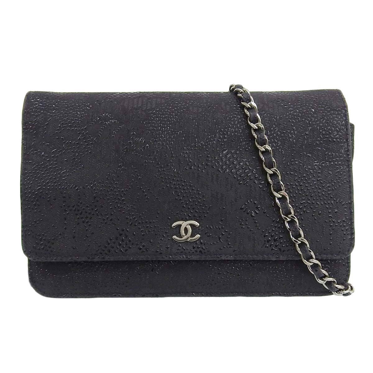 CHANEL Black Leather Chain Wallet Shoulder Bag Ladies No 18 4421