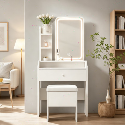 Mirrored dressing table Smart LED Mirror - Dressing Table for Ladies' Bedroom wi
