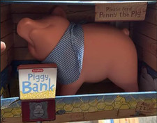 Schylling Pink Rubber Piggy Bank with Scarf