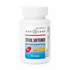 Gericare Docusate Sodium 100mg Softgel Stool Softener Stimulant Laxative 100ct