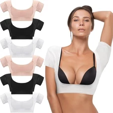 Handepo 6 Pcs Underarm Sweat Vest Breathable Medium, White, Black, Nude 