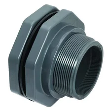 Hayward Flow Control Bulkhead Tank Fitting, 1-1/4", PVC/EPDM, Socket x FPT