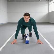 Starting Blocks Runway Track And Field Sports Natural Etallic And Blue Training