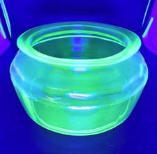 Beautiful Pristine Uranium Fish Bowl Large faceted Pleaser.