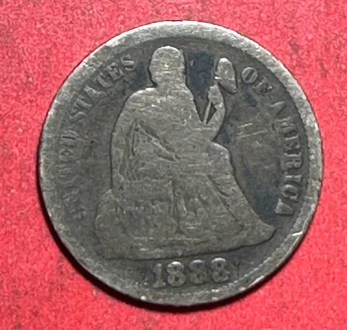 1888 US Seated LIBERTY SILVER Dime! Old US Coin!