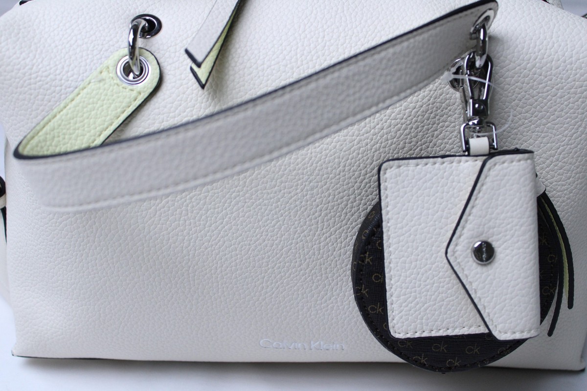 Calvin Klein Women's Zip Top Cali Satchel Bag NC3 Cherub White