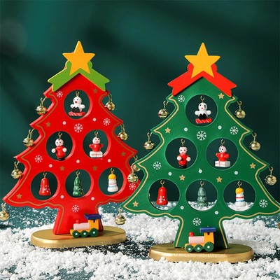 Holz Weihnachtsbaum Dekoration DIY Mini Tisch Ornament Fenster Schnee