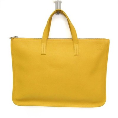 Loewe Anagramm Gelb Leder Aktentasche Tasche Herren Business Reißverschluss A...