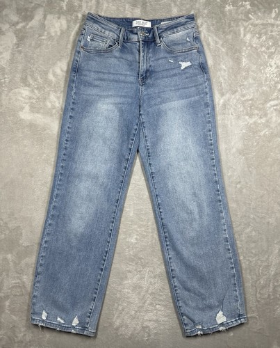 Judy Blue Straight Fit Denim Jeans Women 5/27 (27x29) Stretch Distressed JB88656