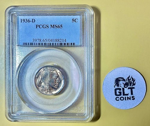 1936-D Buffalo Nickel ✦ PCGS Certified MS65 ✦ Premium Gem
